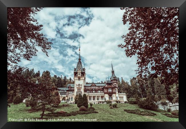 Neo-Renaissance Peles Castle Built In 1873 In Carpathian Mountai Framed Print by Radu Bercan