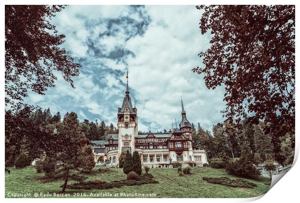 Neo-Renaissance Peles Castle Built In 1873 In Carpathian Mountai Print by Radu Bercan
