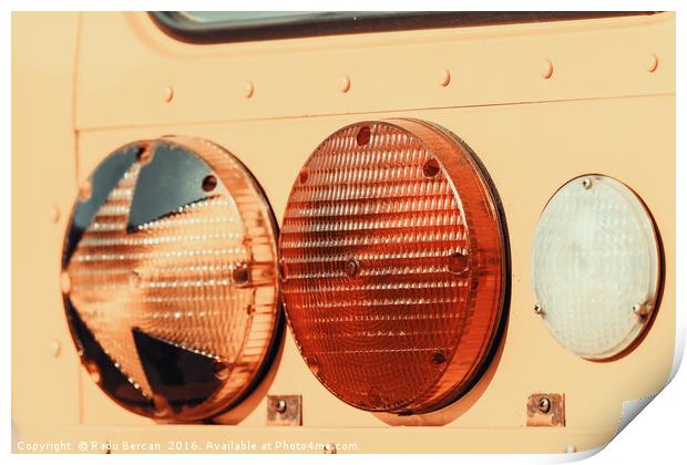 Stop Lights On American School Bus Print by Radu Bercan