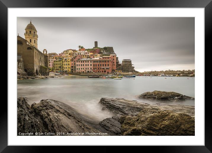Cloudy Day in Vernazza, Italy Framed Mounted Print by Ian Collins