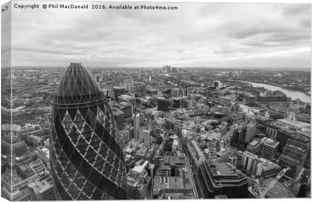London Skyline and Gherkin from Cheesegrater Canvas Print by Phil MacDonald