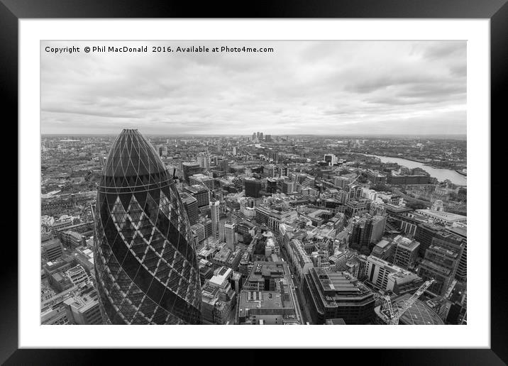 London Skyline and Gherkin from Cheesegrater Framed Mounted Print by Phil MacDonald