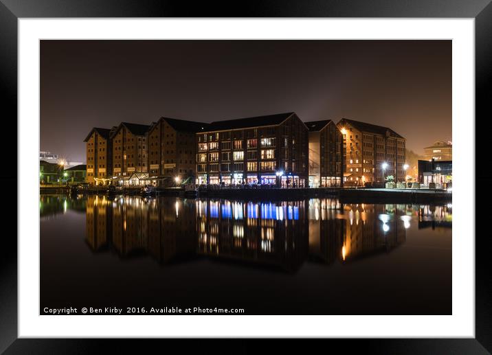 Docks By Night Framed Mounted Print by Ben Kirby