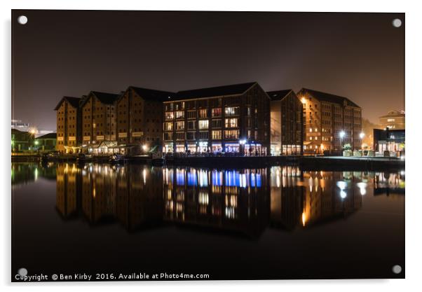 Docks By Night Acrylic by Ben Kirby