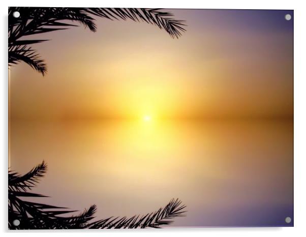 Tranquil Paradise at Sunrise Acrylic by Beryl Curran