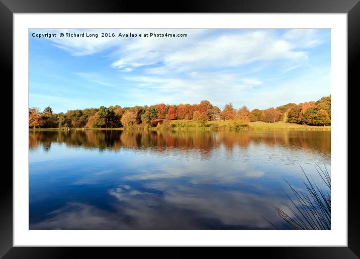 Reflections of Beautiful Autumn Trees and sky Framed Mounted Print by Richard Long
