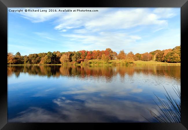 Reflections of Beautiful Autumn Trees and sky Framed Print by Richard Long