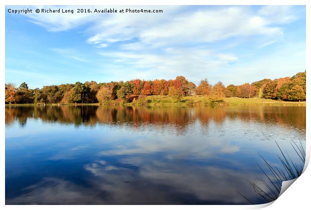 Reflections of Beautiful Autumn Trees and sky Print by Richard Long