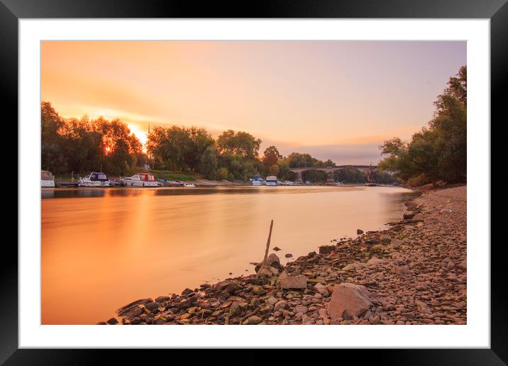Sunset over the river Rhine Framed Mounted Print by Stefan Giers