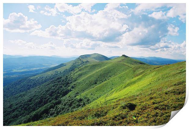 Mountain landscape in Carpathians Print by Anton Popov