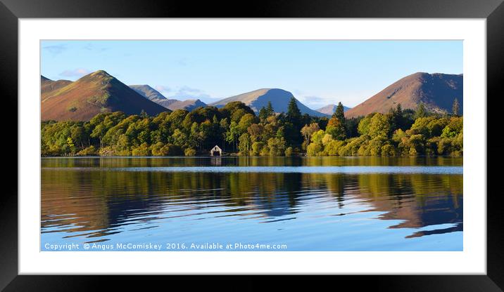 Derwentwater and Catbells panorama Framed Mounted Print by Angus McComiskey