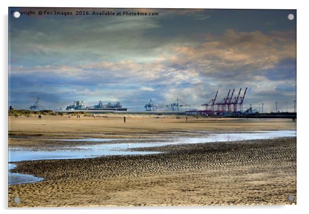 Liverpool container terminal Acrylic by Derrick Fox Lomax