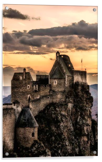 Aggstein castle in Wachau valley. Acrylic by Sergey Fedoskin
