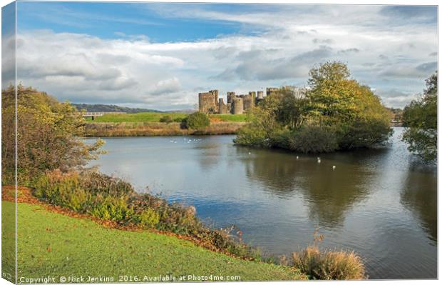 Caerphilly Castle, town of Caerphilly south Wales  Canvas Print by Nick Jenkins