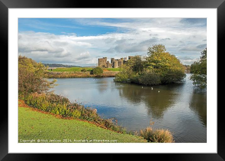 Caerphilly Castle, town of Caerphilly south Wales  Framed Mounted Print by Nick Jenkins