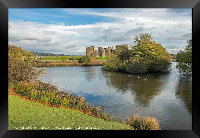 Caerphilly Castle, town of Caerphilly south Wales  Framed Print by Nick Jenkins