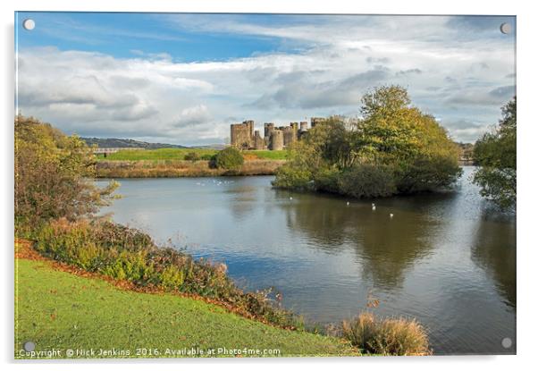 Caerphilly Castle, town of Caerphilly south Wales  Acrylic by Nick Jenkins