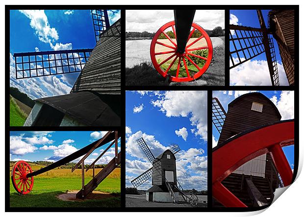 Pitstone Windmill - Collage Print by Ian Jeffrey