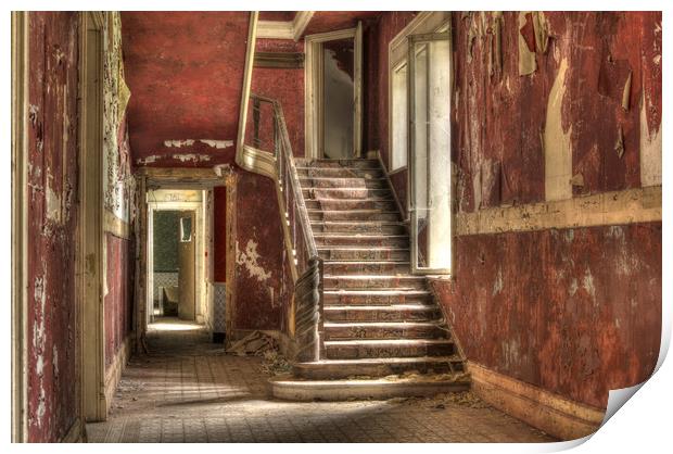 Red Stair Party Print by Jason Green