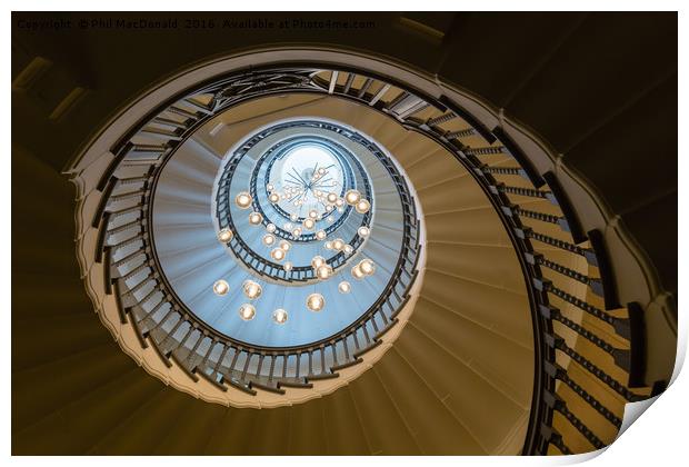 Spiral Staircase, Looking Up Print by Phil MacDonald