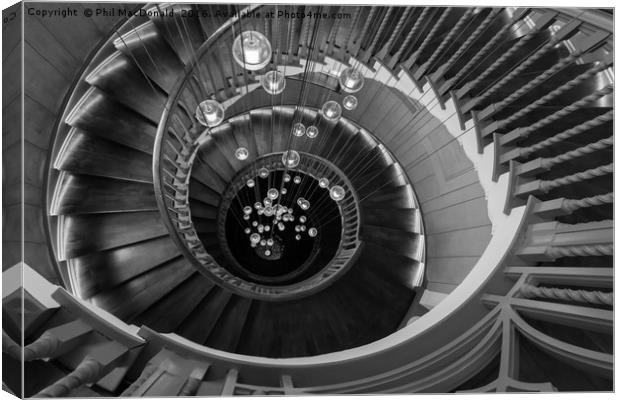 Spiral Staircase, Looking Down Canvas Print by Phil MacDonald