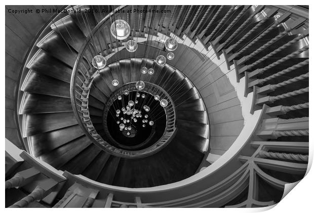 Spiral Staircase, Looking Down Print by Phil MacDonald