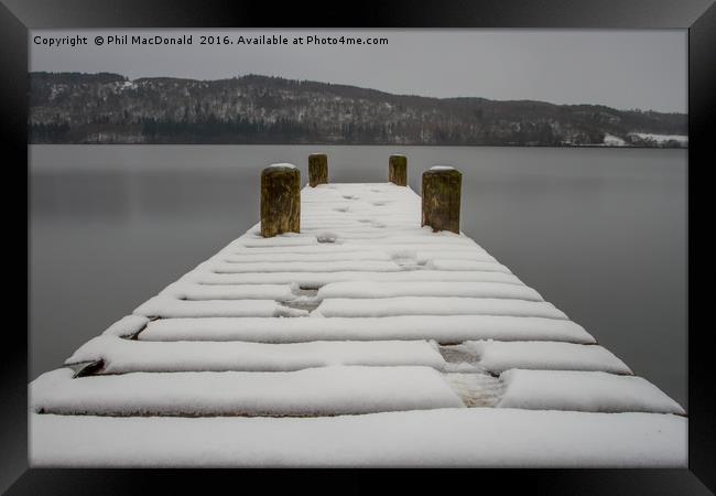 Lake District Jetty, Winter 2013 Framed Print by Phil MacDonald