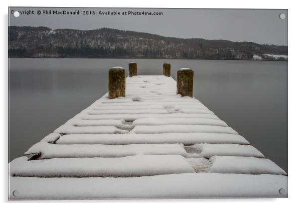 Lake District Jetty, Winter 2013 Acrylic by Phil MacDonald