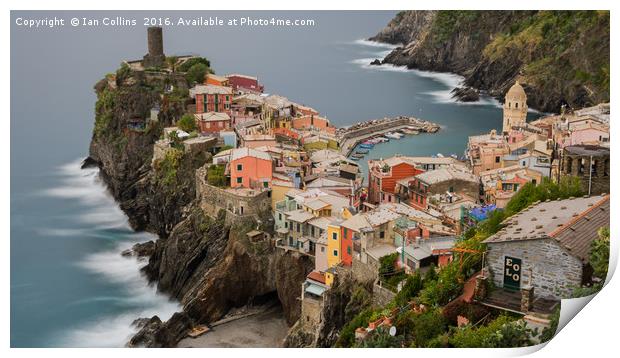 A Long Look at Vernazza, Italy Print by Ian Collins
