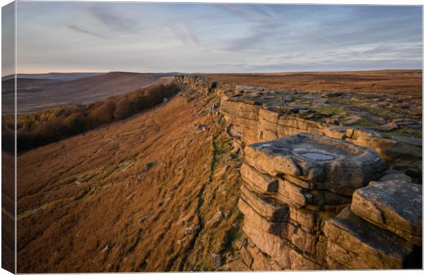 Stanage Edge Sunset  Canvas Print by James Grant