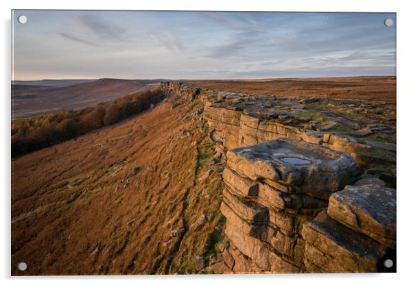 Stanage Edge Sunset  Acrylic by James Grant
