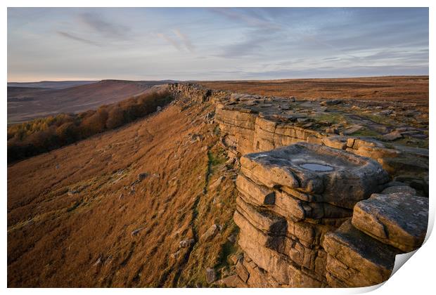 Stanage Edge Sunset  Print by James Grant