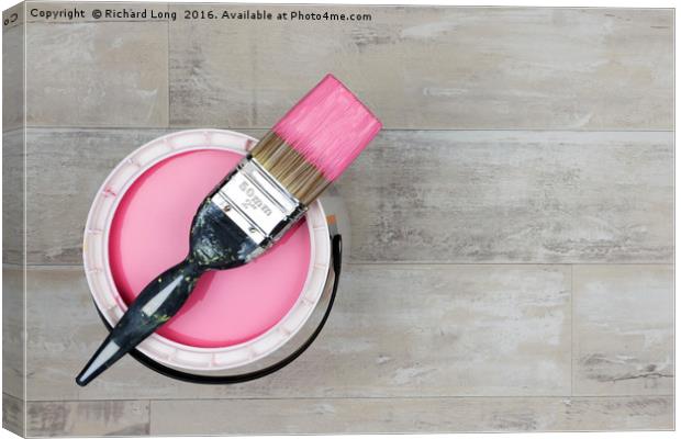 Pink Paint with Paintbrush Canvas Print by Richard Long