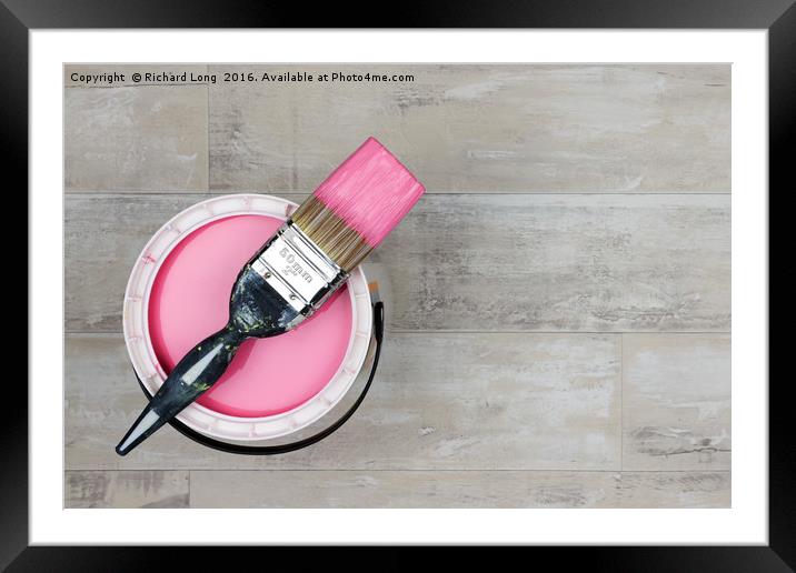 Pink Paint with Paintbrush Framed Mounted Print by Richard Long