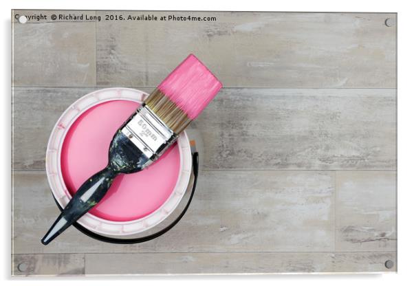 Pink Paint with Paintbrush Acrylic by Richard Long