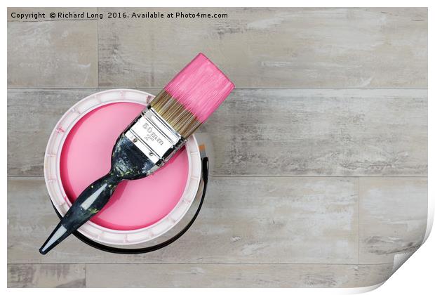 Pink Paint with Paintbrush Print by Richard Long
