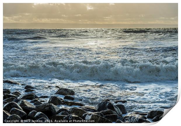 Waves at Nash Point Beach Print by Nick Jenkins