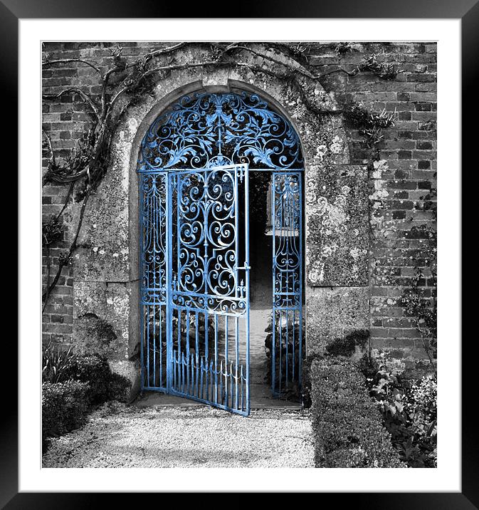 Blue Gate Framed Mounted Print by Lucy Antony