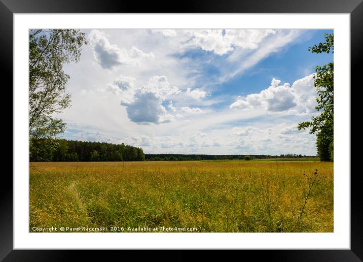 Cloudscape over the meadow Framed Mounted Print by Paweł Radomski