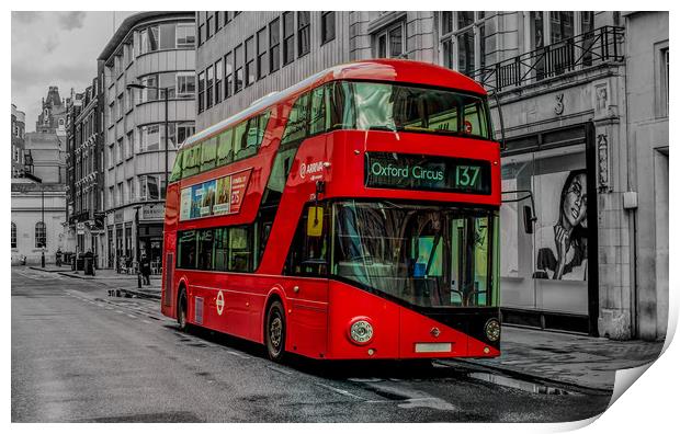Red London Bus, London, Oxford Street,  Print by Bhupendra Patel