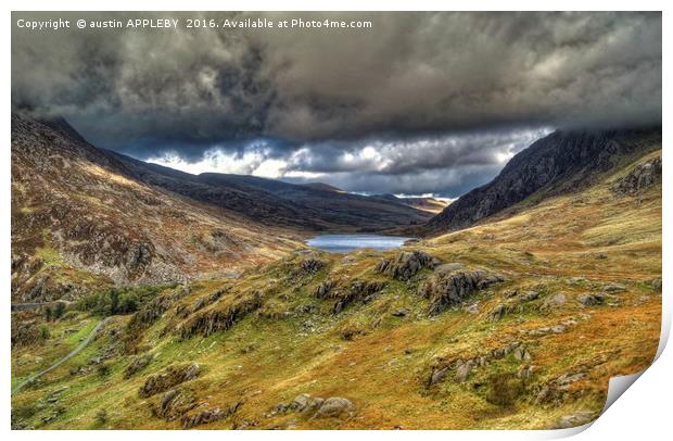 Dark Clouds Over Llyn Ogwen Print by austin APPLEBY