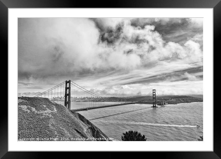 The world famous Golden Gate Bridge in San Francis Framed Mounted Print by Jamie Pham