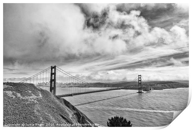 The world famous Golden Gate Bridge in San Francis Print by Jamie Pham