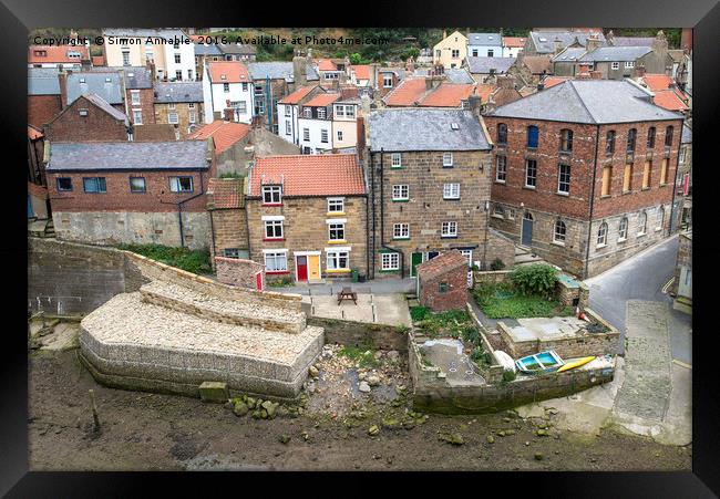 Staithes Houses Framed Print by Simon Annable