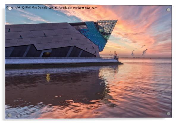 The Deep in Hull, Winter Sunrise on the Humber Acrylic by Phil MacDonald