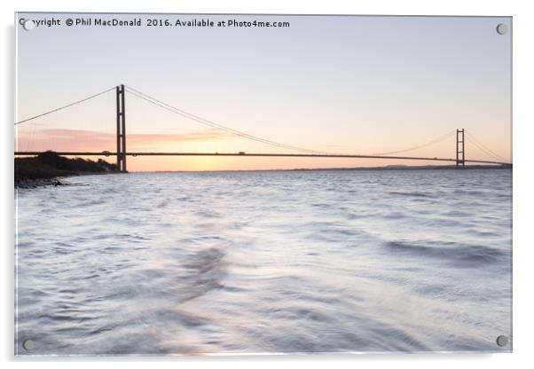 Humber Bridge Dawn, Hull Acrylic by Phil MacDonald