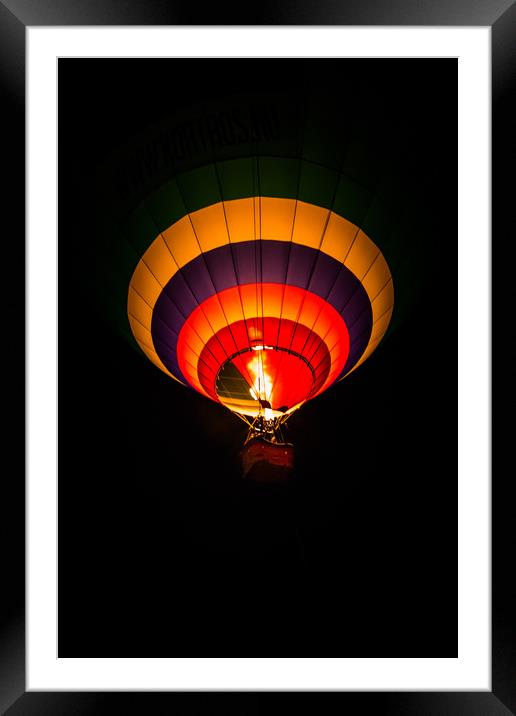 Night hot air balloon adventure Framed Mounted Print by Svetlana Korneliuk