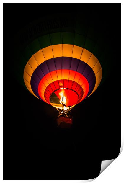 Night hot air balloon adventure Print by Svetlana Korneliuk