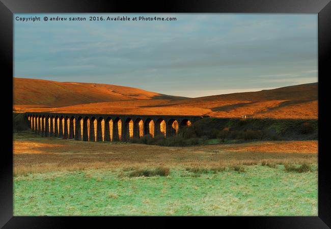 RIBBLEHEAD SUN RISE Framed Print by andrew saxton