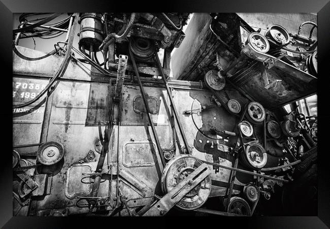 Grey Combine Harvester Framed Print by John Williams